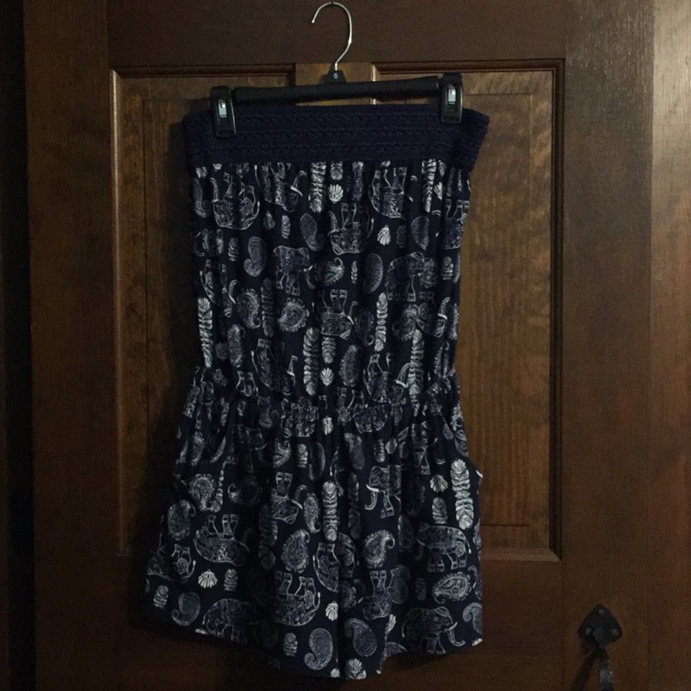Dark Navy Blue Elephant patterned Romper